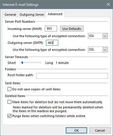 outlook more settings