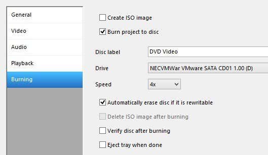 project settings burning