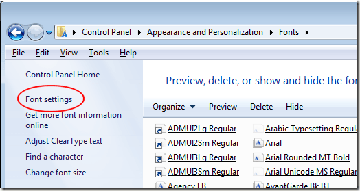 Click on Font Settings